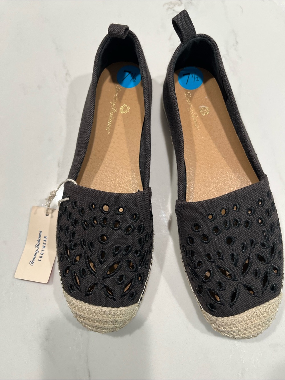 Tommy Bahama Black Eyelet Espadrilles With Memory Foam Sole